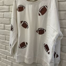 Sequin Football Sweatshirt Size M