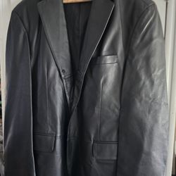 Men's Black Leather Sports Jacket Size Large $110