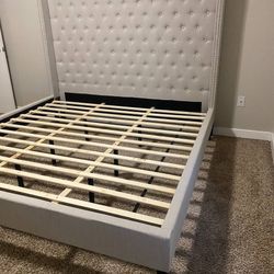 Beige King Size Bed Frame 
