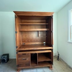 Ethan Allen Armoire Desk With Power Strip + Lights