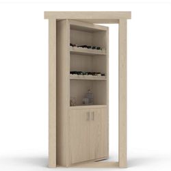 Hidden Flush Mount Maple Wine Rack Door