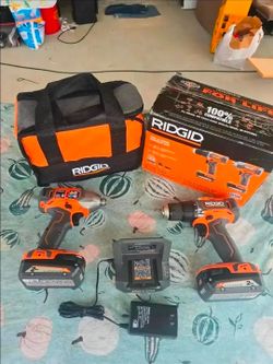 🔥$100 PRICE IS FIRM🔥RIDGID Cordless Driver Drill & Impact Drill Combo Kit with (2) 2.0Ah Batteries, Charger & Carry Bag