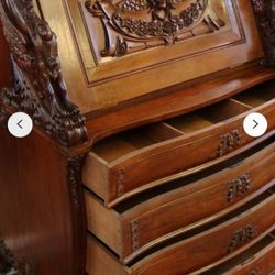 19th Century Victorian Mahogany Winged Griffin Slant Front Desk
