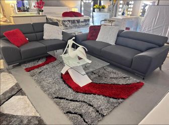 🚨SALE🚨New gray leather sofa and loveseat, ready for pickup