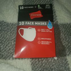 10 White Cloth Face Masks 