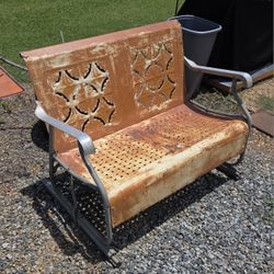 Vintage Pie crust design slider Metal Porch Glider 2 seater