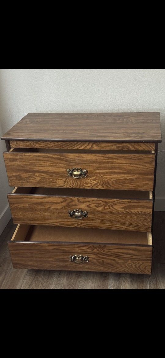 Classic 3-Drawer Wooden Dresser – Brass Handles