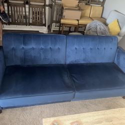 Blue Midcentury Modern Style Couch/futon