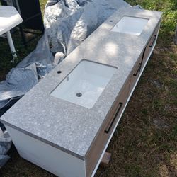 Double Sink Marmol Countertop 84x22x18