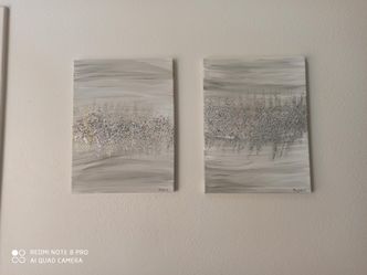 Painted canvas with glitter and crystals