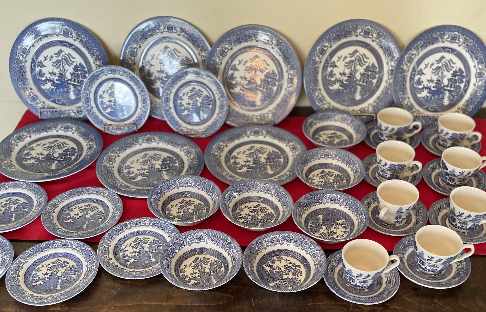 Blue Willow English Ironstone Tableware 38 Pieces. See More Pictures & Description