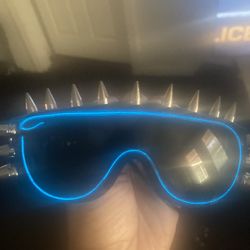 Black Sunglasses With Spikes Lights Up Blue 