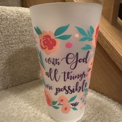 Inspirational Floral Cup With God All Things are Possible new $1.25