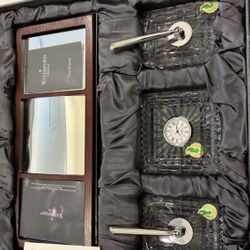 Waterford Lismore crystal clock set