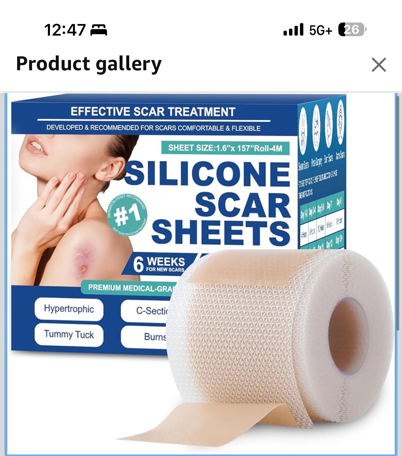 New Silicone Scar Sheets,Silicone Scar Tape(1.6"x 158" Roll-4 meters),Silicone Scar Sheets