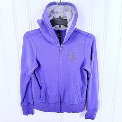 American Eagle Women’s Eagle Fleece Zip Up Hoodie Size Large Purple