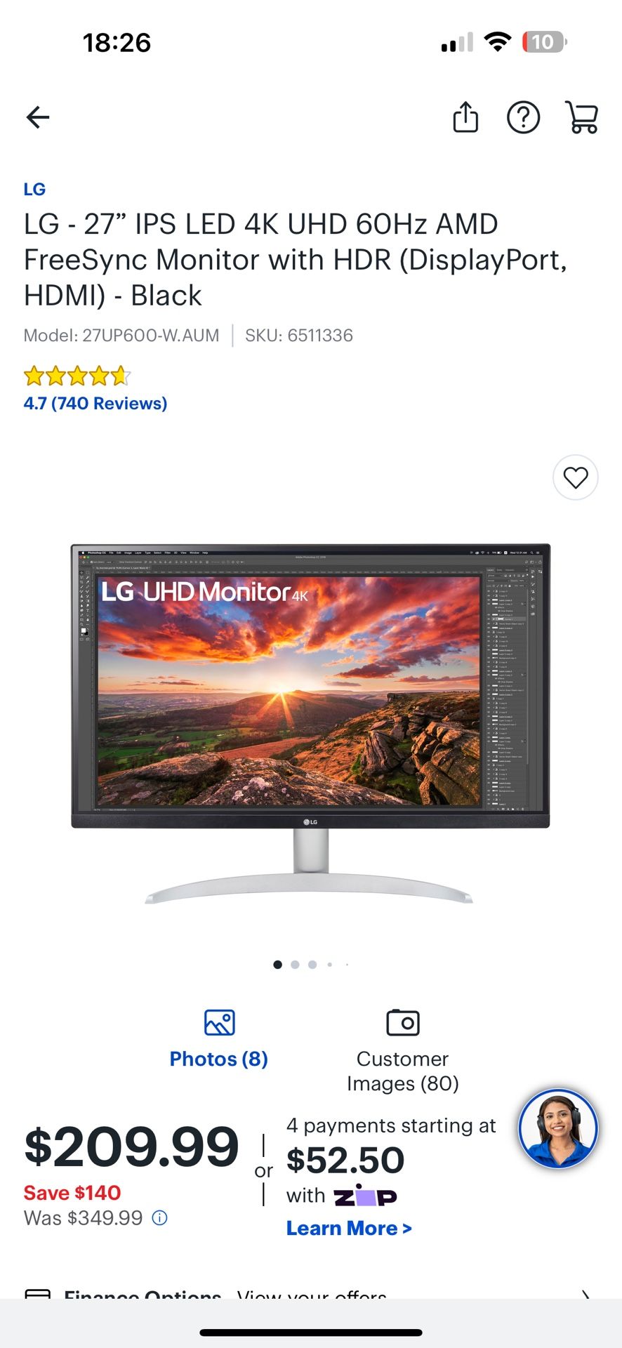 LG 27” Monitor 4K UHD 60Hz