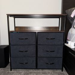 Bed Side Drawer Set With 6 Fabric Drawers And Wooden Top+ 2 Night Stands 