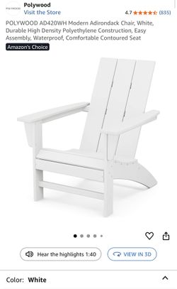 NEW - Adirondack Chairs; heavy duty (4 - White)