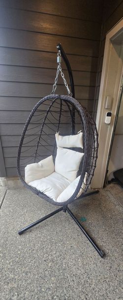 Hanging Egg Chair with Stand and Cushions