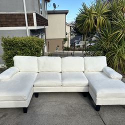Cream 3-Piece U-Shaped Sectional Sofa with Double Chaise-FREE Delivery