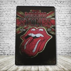 Rolling Stones Vintage Style Antique Collectible Tin Metal Sign Wall Decor