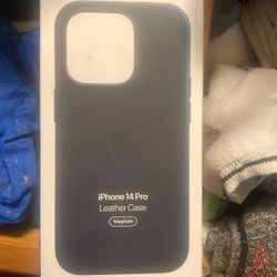 iPhone 14 Pro blue leather case New In Box