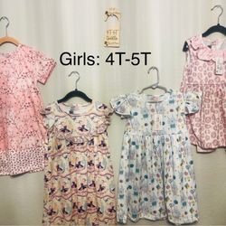 Set Of 4 Girls Dresses 4t-5t