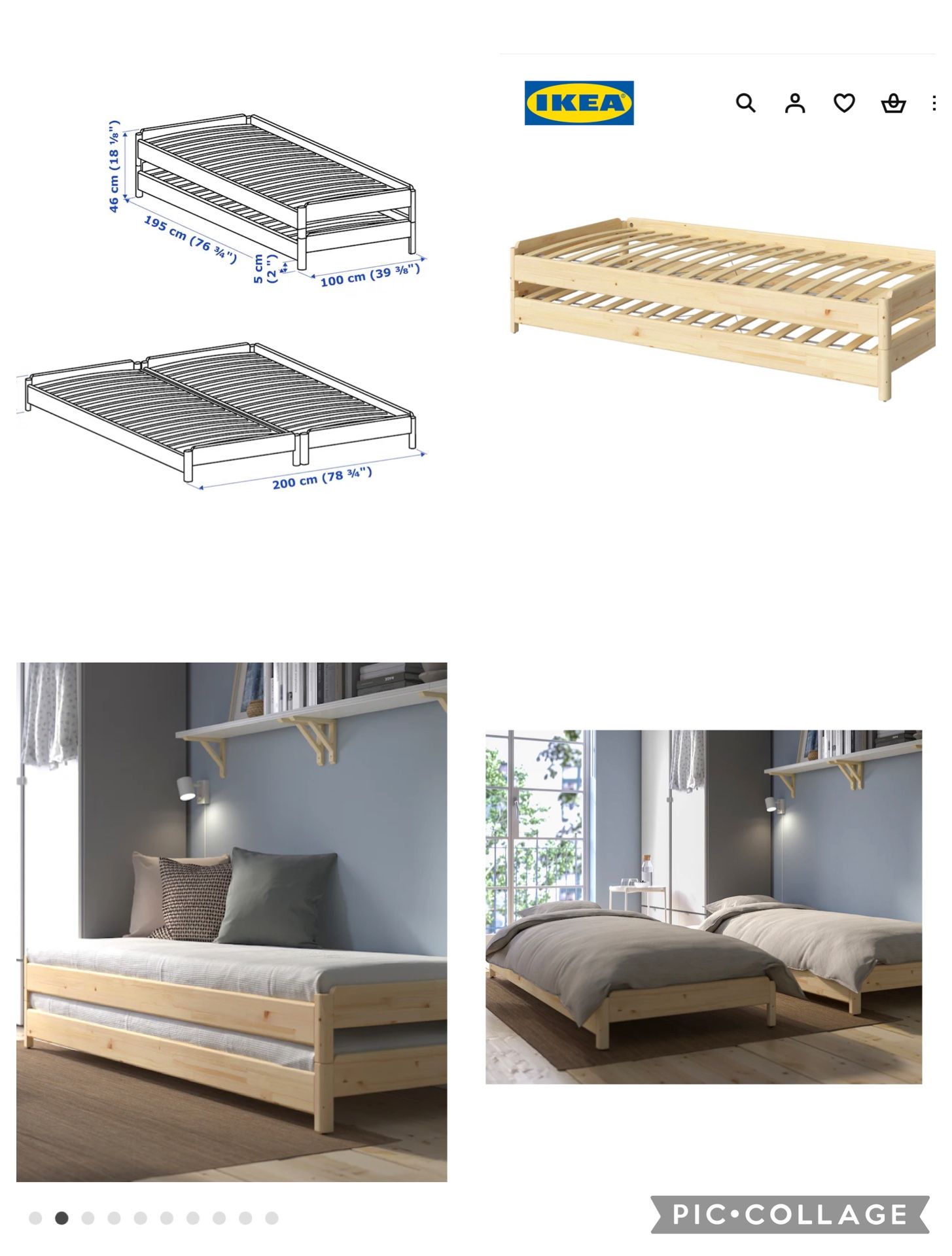 Stackable bed, pine, Twin IKEA
