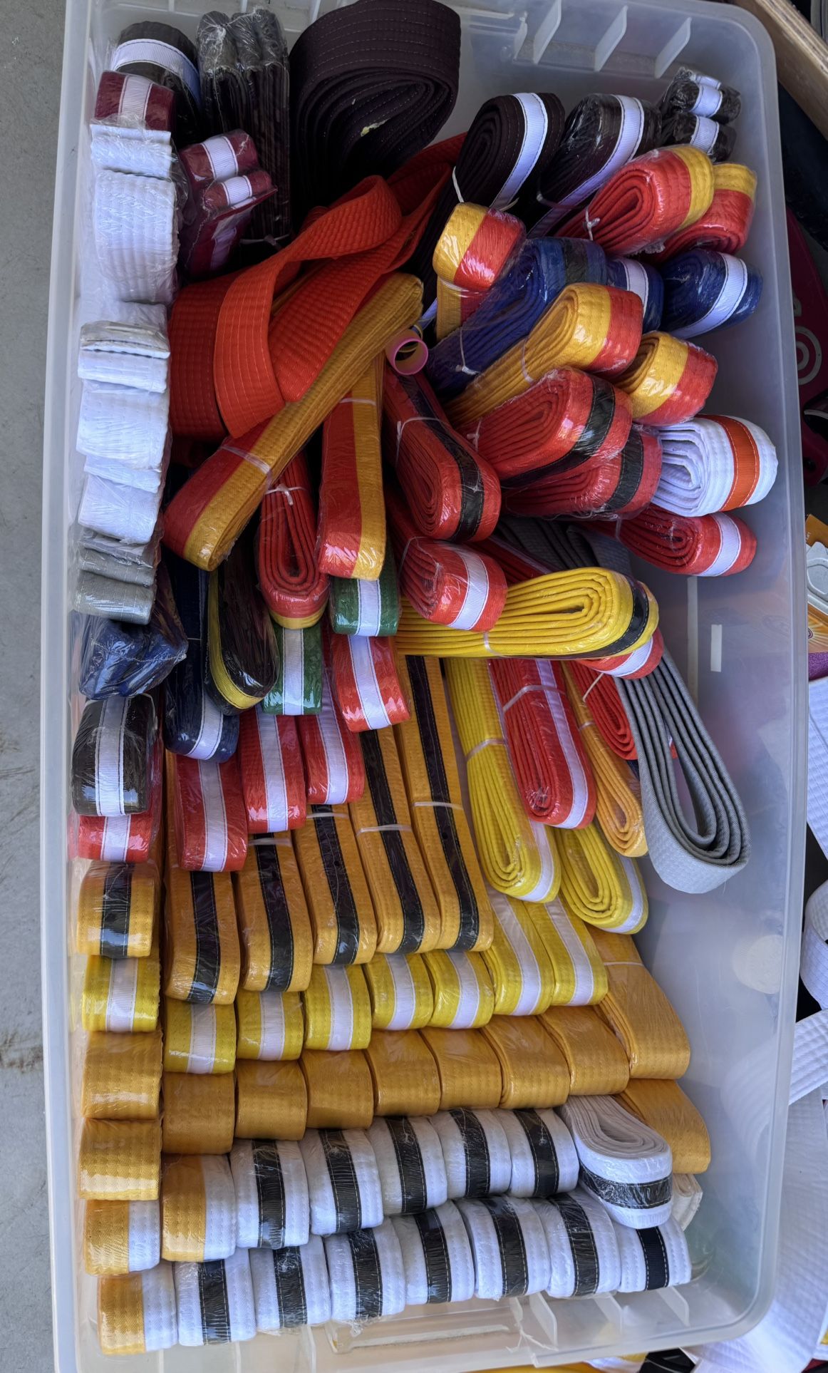 Assorted Bin Of Karate Belts