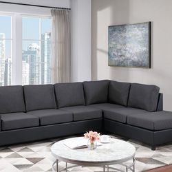 New Black Reversible Sectional 