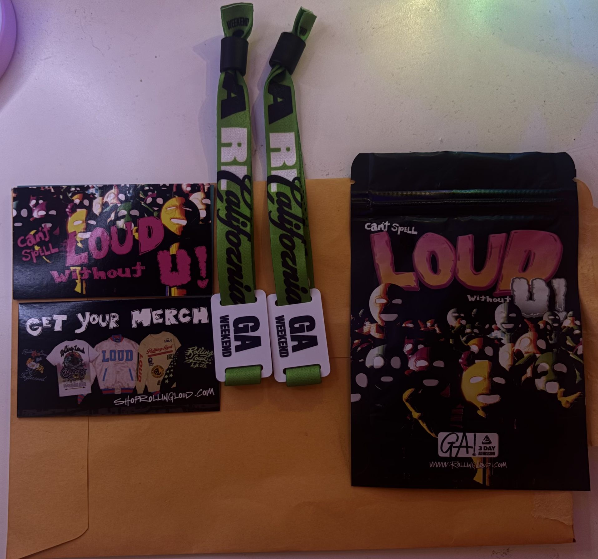 2 GA Rolling loud Wristbands
