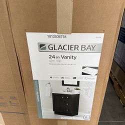 Glacier Bay Bannister 25 in. Single Sink Dusk Bath Vanity with White Cultured Marble Top (Assembled)