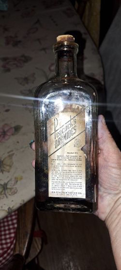 Antique Glass Bottle 8in Cork Seal