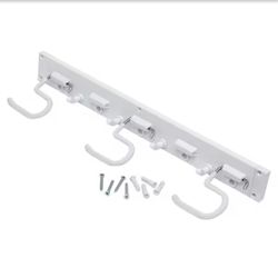 New white 16 inches Wide SmartRack storage organizer for brooms, mops, etc.