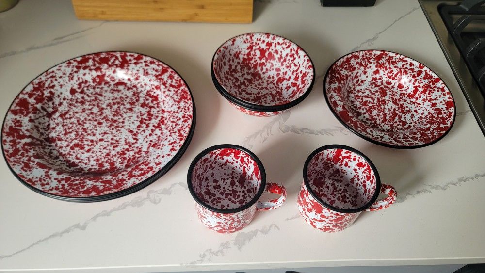 Vintage Red Enamel Splatterware
