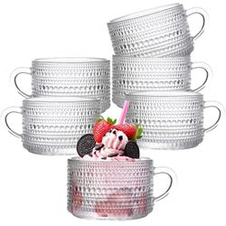 6 Pcs Vintage Coffe Mugs 14 Oz Clear 