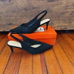 Rouge Black Sling Back Kitten Heel-Size 9