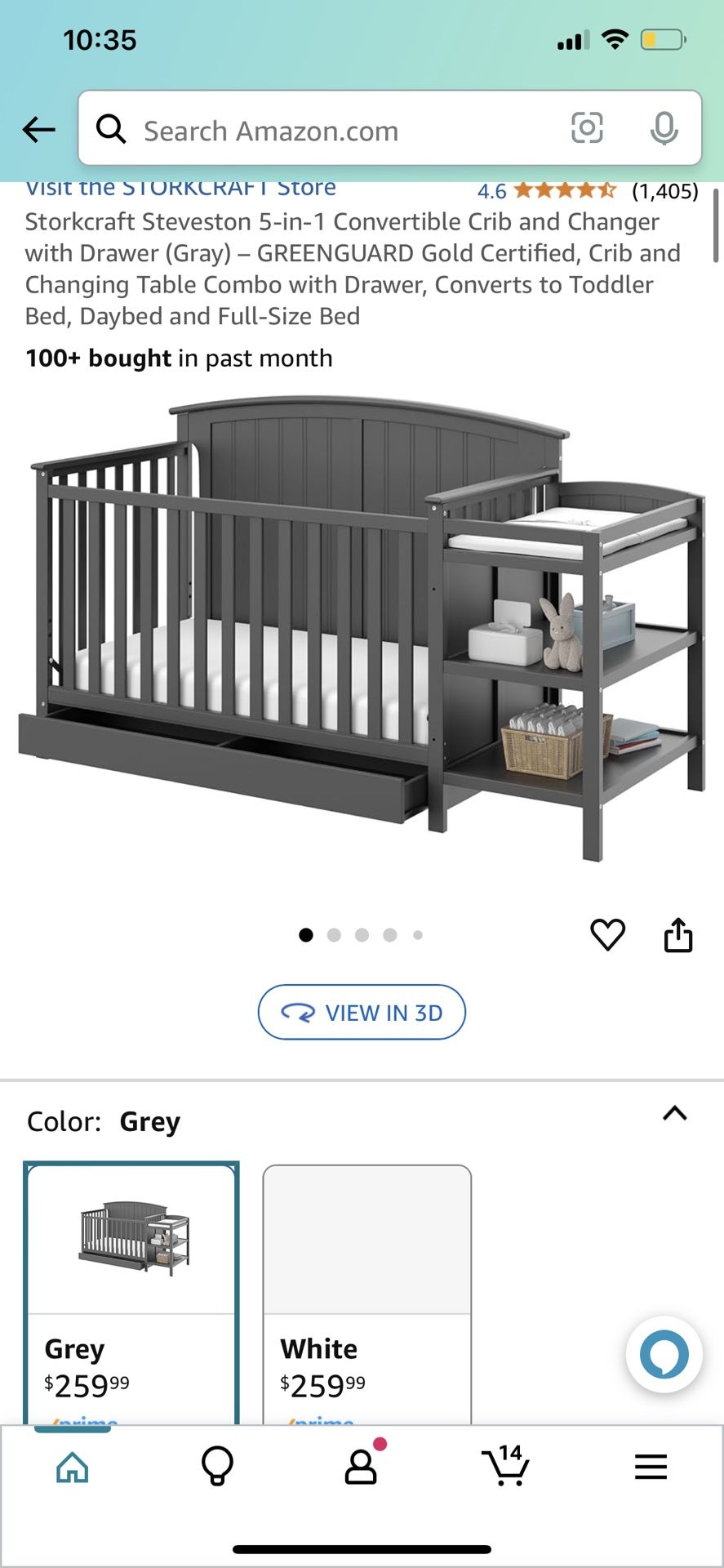 3-in-1 Toddler Crib With Changing Table