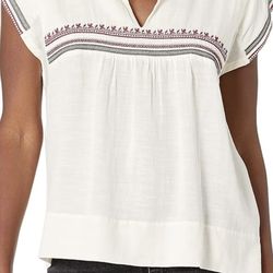 Ivory Embroidered Woven Top Size Small