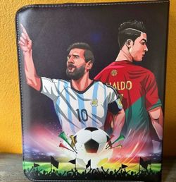 New Messi ,Ronaldo soccer card sports binder. Holds 900 cards