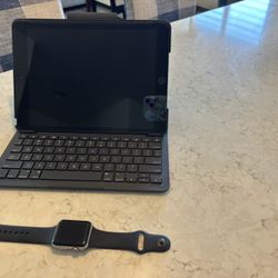 IPAD With Logitech Keyboard And IWATCH ( Band Not Included)