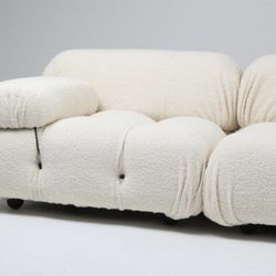 Mario Bellini 1972 sofa, reupholstered in boucle  