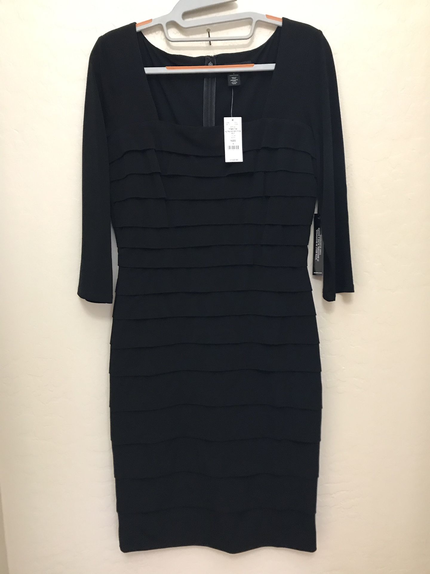 WHBM Black Square Neck Instantly Slimming Shutter Pleat Dress, Sz 6, NWT  Shoes