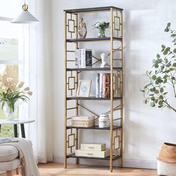  Bookcase,6-Tier Tall Bookshelf Metal Bookcase and Bookshelves

