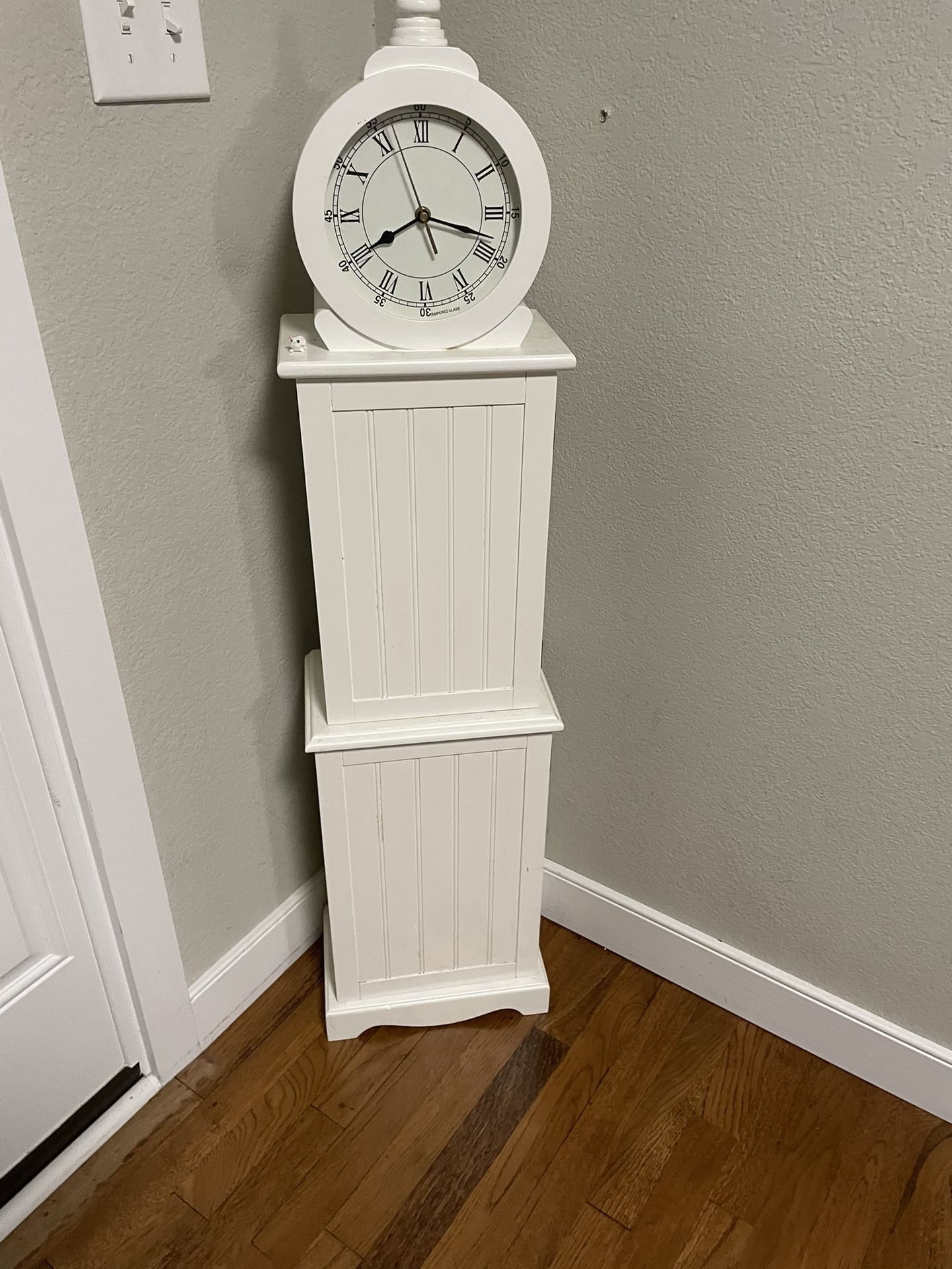 Clock Tower w Storage Shelves- Excellent Condition-4 FT Tall 1 FT Wide