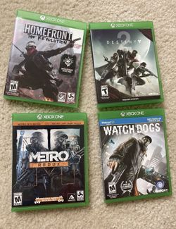 4 Xbox One Games. Metro Redux, Destiny 2, Home front & Watchdogs