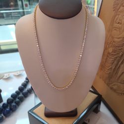 925 Silver Gold Plated Tennis Neckless 4mm V V S Mossonaite 