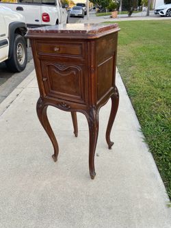 19th Century French Louis XV Walnut? Marble Top Nightstand or side table
