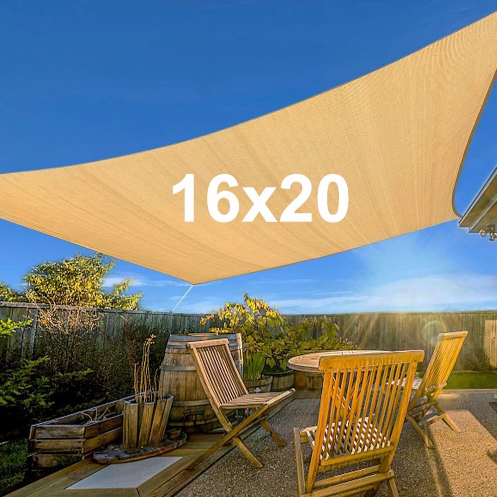 New in Box $35 Rectangle 16x20’ Sun Shade Sail Outdoor Canopy Patio Top Cover 175gsm , (Peach color)